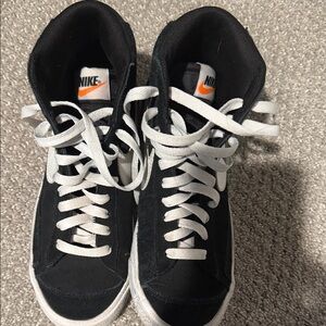 Nike Black and White High-Tops with Orange Accent. Size 6.5